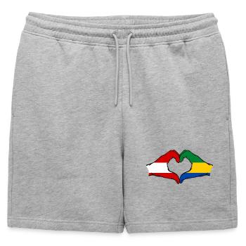 Austria Gabon Flag Hands Heart Shape Used - Mens' Premium Organic Sweatshorts - heather grey - Front - AI Model Male 178 light (178cm)