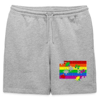 Puzzle drapeau LGTBQ+ - Short de survêtement homme premium - gris chiné - Devant - AI Model Male 178 light (178cm)