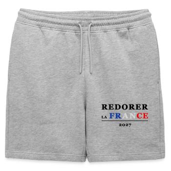 REDORER LA FRANCE 1 - Short de survêtement homme premium - gris chiné - Devant - AI Model Male 178 light (178cm)