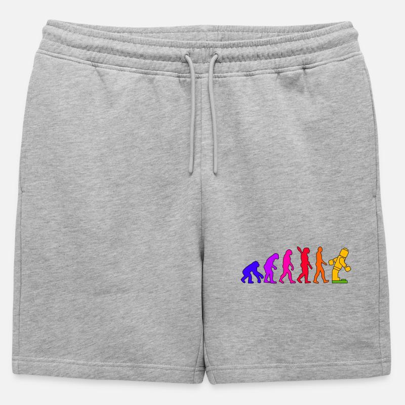 Clamping Brick Evolution Humanity Studded Brick - Mens' Premium Organic Sweatshorts - heather grey