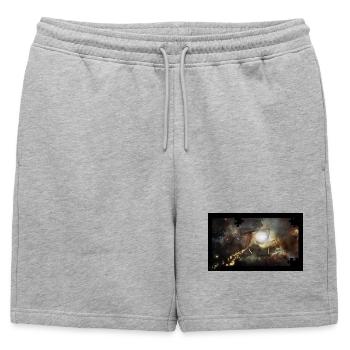 Jésus sur la croix - Short de survêtement homme premium - gris chiné - Devant - AI Model Male 178 light (178cm)
