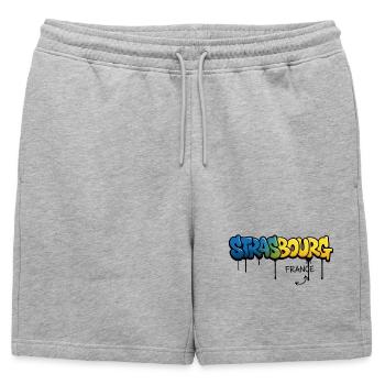 Lettrage strasbourgeois façon graffiti - Short de survêtement homme premium - gris chiné - Devant - AI Model Male 178 light (178cm)