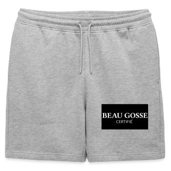 Logo beau Gosse certifié - Short de survêtement homme premium - gris chiné - Devant - AI Model Male 178 light (178cm)