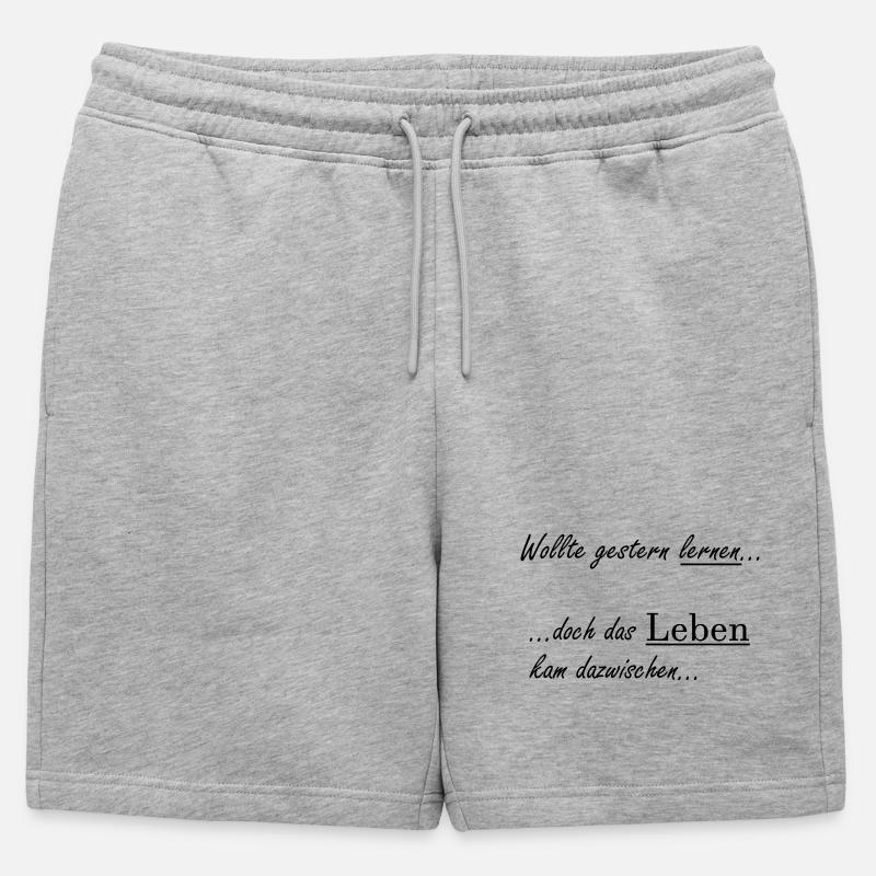 Unispruch "Wollte gestern lernen" Studenten - Männer Premium Organic Sweatshorts - Grau meliert
