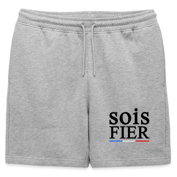 FIER 1 - Short de survêtement homme premium - gris chiné - Devant - AI Model Male 178 light (178cm)