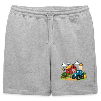Ferme amusante avec tracteur - Short de survêtement homme premium - gris chiné - Devant - AI Model Male 178 light (178cm)