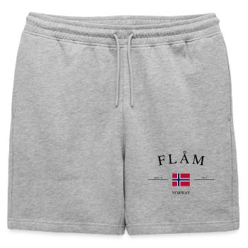 Flåm Norway – Holiday Souvenir & Gift - Mens' Premium Organic Sweatshorts - heather grey - Front - AI Model Male 178 light (178cm)