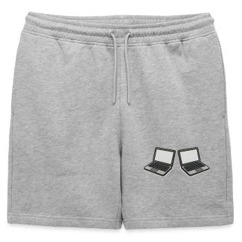 Ordinateur portable double - Short de survêtement homme premium - gris chiné - Devant - AI Model Male 178 light (178cm)