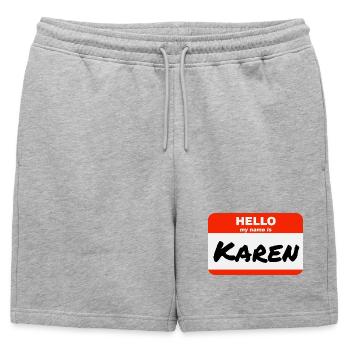 Bonjour, je m’appelle Karen Étiquette Étiquette Étiquette - Short de survêtement homme premium - gris chiné - Devant - AI Model Male 178 light (178cm)