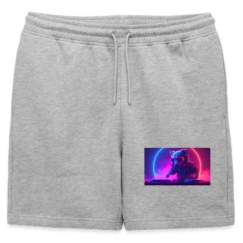 DJ Chien - Short de survêtement homme premium - gris chiné - Devant - AI Model Male 178 light (178cm)