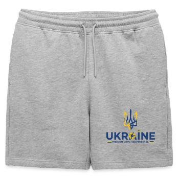 Trident Tournesol Drapeau de l’Ukraine - Short de survêtement homme premium - gris chiné - Devant - AI Model Male 178 light (178cm)