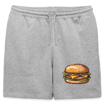 Hamburger 8 bits Pixel Art - Short de survêtement homme premium - gris chiné - Devant - AI Model Male 178 light (178cm)