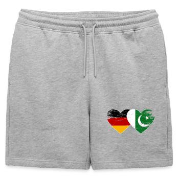 Allemagne Pakistan drapeau coeur utilisé - Short de survêtement homme premium - gris chiné - Devant - AI Model Male 178 light (178cm)