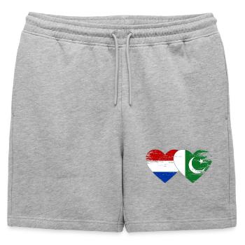 Hollande Pakistan Drapeau Coeur - Short de survêtement homme premium - gris chiné - Devant - AI Model Male 178 light (178cm)