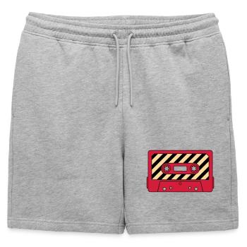 Cassette Retro Mixtape – Music Cult Motif - Mens' Premium Organic Sweatshorts - heather grey - Front - AI Model Male 178 light (178cm)