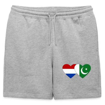 Hollande Pakistan Drapeau Coeur - Short de survêtement homme premium - gris chiné - Devant - AI Model Male 178 light (178cm)
