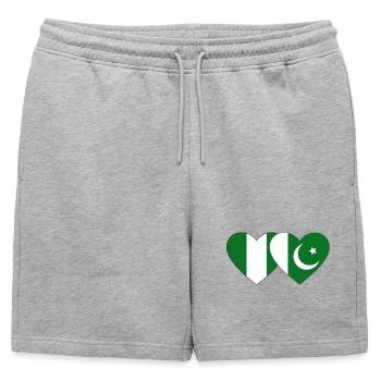 Nigeria Pakistan Drapeau Coeur - Short de survêtement homme premium - gris chiné - Devant - AI Model Male 178 light (178cm)