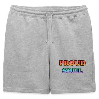 Typographie dégradée Proud Soul - Short de survêtement homme premium - gris chiné - Devant - AI Model Male 178 light (178cm)