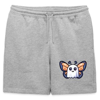 Papillon Halloween Fantôme - Short de survêtement homme premium - gris chiné - Devant - AI Model Male 178 light (178cm)