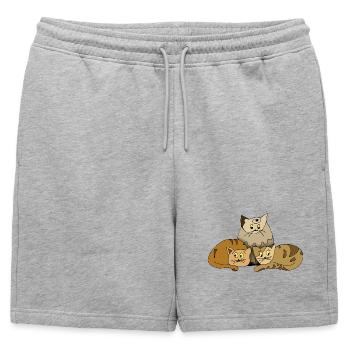 Chats - Short de survêtement homme premium - gris chiné - Devant - AI Model Male 178 light (178cm)