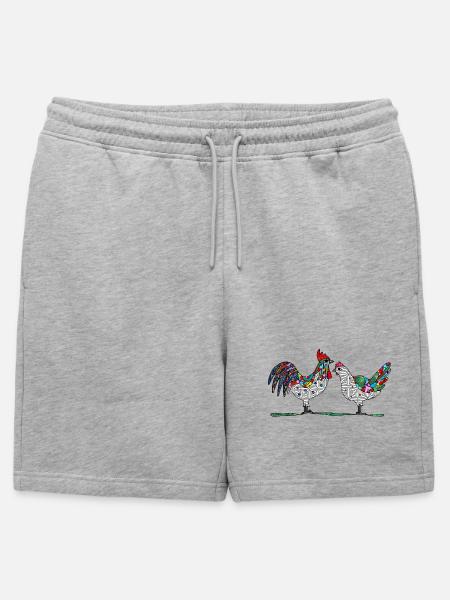 Coq et poule - Short de survêtement homme premium - gris chiné