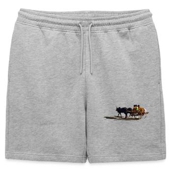 Carrosse africain à âne et passagers - Short de survêtement homme premium - gris chiné - Devant - AI Model Male 178 light (178cm)