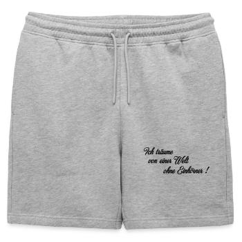 Welt ohne Einhoerner - Männer Premium Organic Sweatshorts - Grau meliert - Vorne - AI Model Male 178 light (178cm)