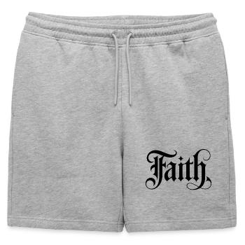 Foi - Design romain stoïcien - Short de survêtement homme premium - gris chiné - Devant - AI Model Male 178 light (178cm)