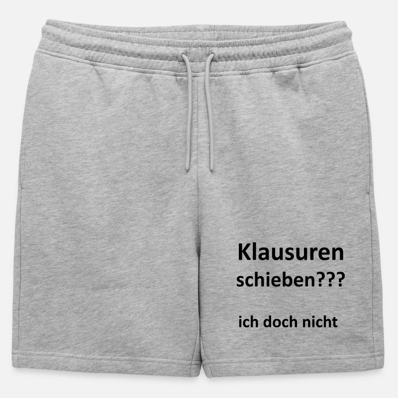 Unispruch "Klausuren schieben" Geschenk, Studenten - Männer Premium Organic Sweatshorts - Grau meliert