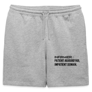 Infirmier : patient aujourd’hui, impatient demain - Short de survêtement homme premium - gris chiné - Devant - AI Model Male 178 light (178cm)