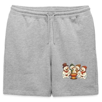 Winter men around a Savoyard fondue - Mens' Premium Organic Sweatshorts - heather grey - Front - AI Model Male 178 light (178cm)