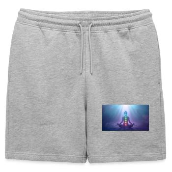 Chakra Méditation Rayons de Lumière Yoga - Short de survêtement homme premium - gris chiné - Devant - AI Model Male 178 light (178cm)