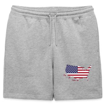 Motif de contour du drapeau des États-Unis - Short de survêtement homme premium - gris chiné - Devant - AI Model Male 178 light (178cm)