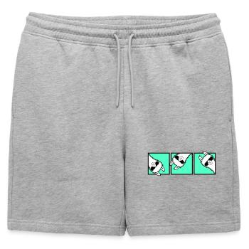 Lama Cool Looking Sunglasses Trio Friends Team - Mens' Premium Organic Sweatshorts - heather grey - Front - AI Model Male 178 light (178cm)