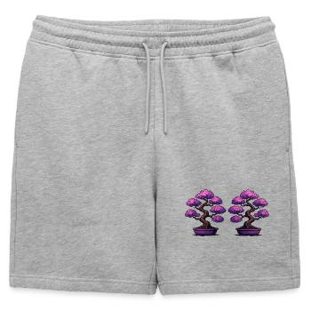 Bonsaï Sakura Double - Short de survêtement homme premium - gris chiné - Devant - AI Model Male 178 light (178cm)