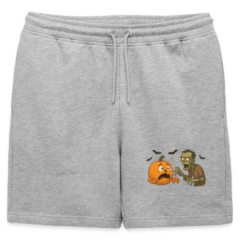 Citrouille panique et zombie - Short de survêtement homme premium - gris chiné - Devant - AI Model Male 178 light (178cm)