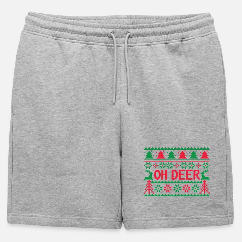Hässlicher Pullover - Oh Deer - Männer Premium Organic Sweatshorts - Grau meliert