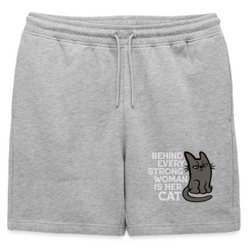 Katze Behind Every Strong Woman Genervt Grummelig - Short de survêtement homme premium - gris chiné - Devant - AI Model Male 178 light (178cm)
