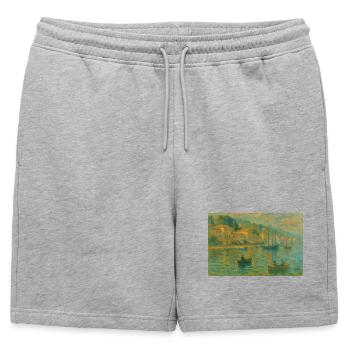Harbour impression evening light - Mens' Premium Organic Sweatshorts - heather grey - Front - AI Model Male 178 light (178cm)