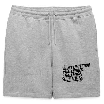 Remettez vos limites à l’épreuve - Motivation, Endurance mentale - Short de survêtement homme premium - gris chiné - Devant - AI Model Male 178 light (178cm)
