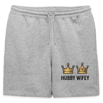 Mari et Femme | Mariage | EVG EVJF - Short de survêtement homme premium - gris chiné - Devant - AI Model Male 178 light (178cm)