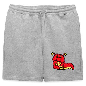 Chenille ver Happy Eating Pizza Salami Restauration rapide - Short de survêtement homme premium - gris chiné - Devant - AI Model Male 178 light (178cm)