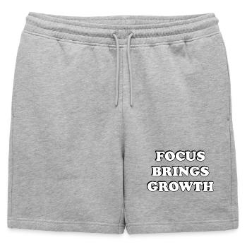Fokus bringt Wachstum - Männer Premium Organic Sweatshorts - Grau meliert - Vorne - AI Model Male 178 light (178cm)