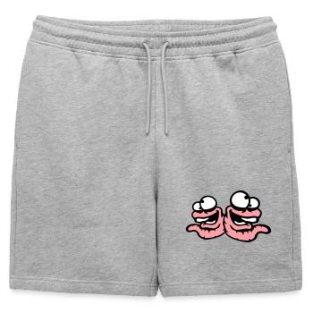 Worms Laughing Duo Crazy Squinting Silly Team - Mens' Premium Organic Sweatshorts - heather grey - Front - AI Model Male 178 light (178cm)