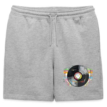 Vinyl_3 - Short de survêtement homme premium - gris chiné - Devant - AI Model Male 178 light (178cm)