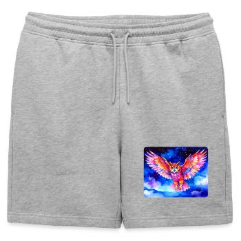 hibou grand-duc coloré devant un ciel étoilé - Short de survêtement homme premium - gris chiné - Devant - AI Model Male 178 light (178cm)