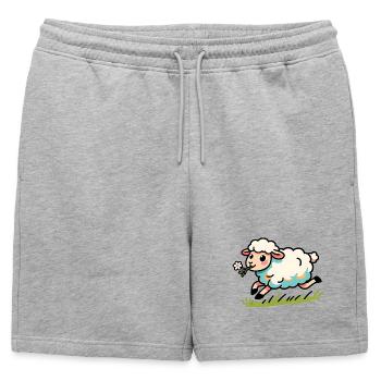 Agneau mouton dans le pré - Short de survêtement homme premium - gris chiné - Devant - AI Model Male 178 light (178cm)