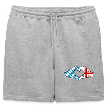 Bavière, Géorgie, Drapeau, Coeur - Short de survêtement homme premium - gris chiné - Devant - AI Model Male 178 light (178cm)