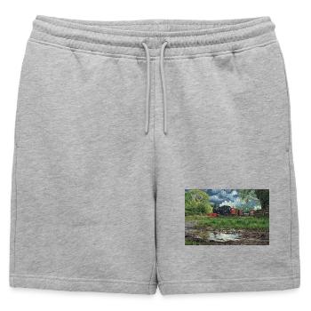 Tempête à voie étroite - Short de survêtement homme premium - gris chiné - Devant - AI Model Male 178 light (178cm)