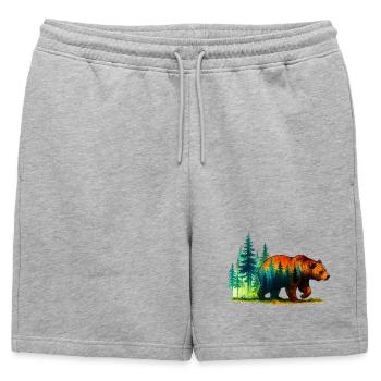 Ours Forêt Réflexion Randonnée Nature sauvage - Short de survêtement homme premium - gris chiné - Devant - AI Model Male 178 light (178cm)